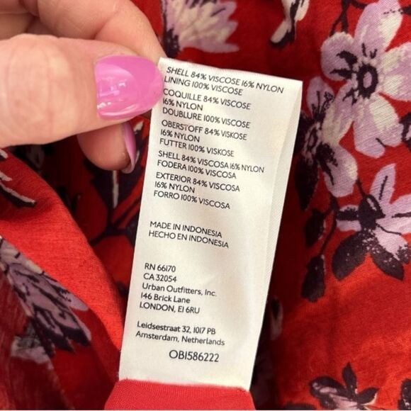 Anthropologie Maeve Red Motif Floral Puff-Sleeve Midi Dress, Size 6 - Picture 8 of 12